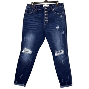 KanCan Button Fly‎ Distressed Denim Blue Jeans Size 31